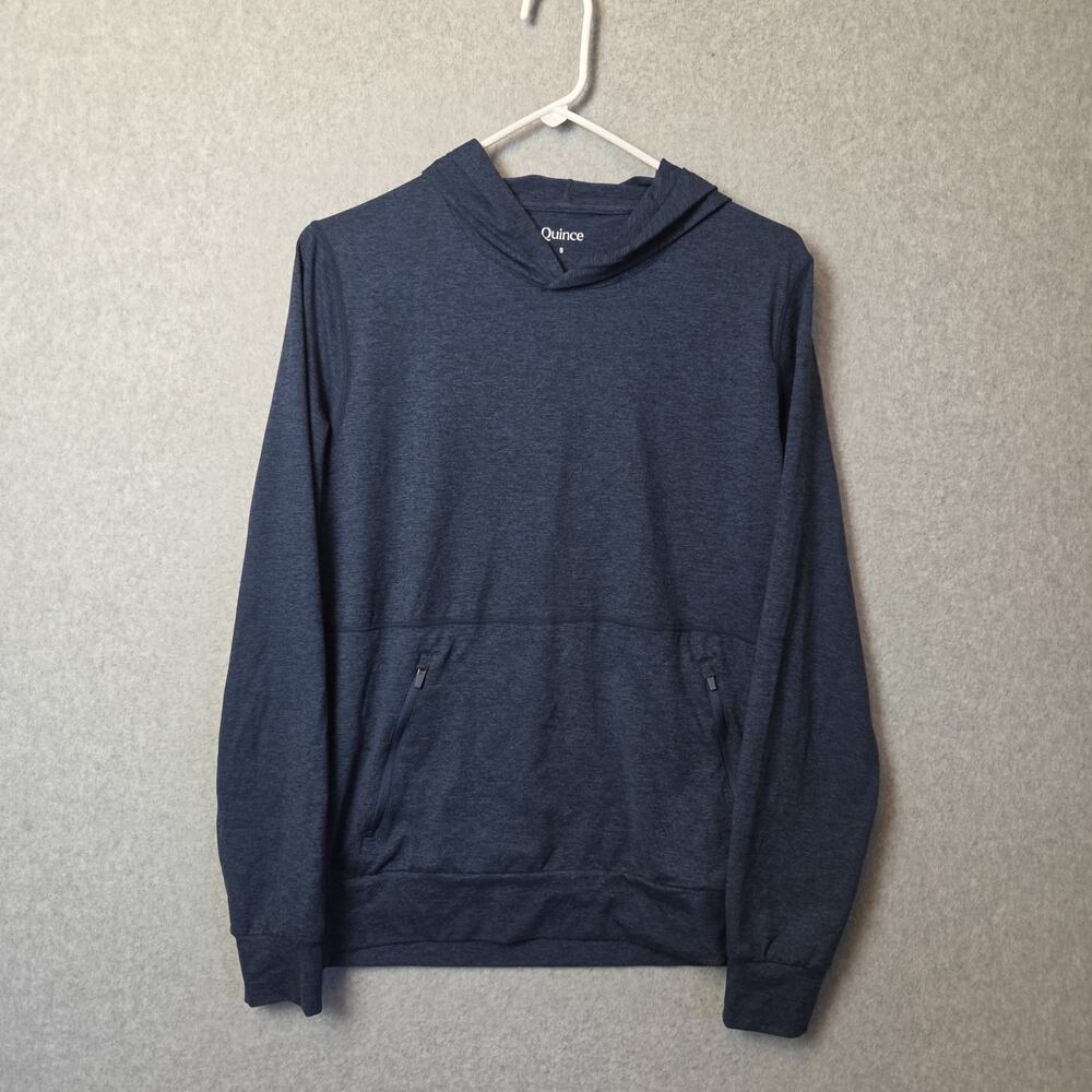 Quince Blue LS Flowknit Casual Performance Hoodie Men's Small Stretch Pockets